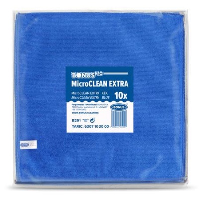 Törlőkendő, univerzális, 10 db, 40x40 cm, BONUS "MicroCLEAN Extra", kék