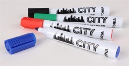 Táblamarker készlet, 1-3 mm, kúpos, VICTORIA VISUAL "City", 4 különböző szín